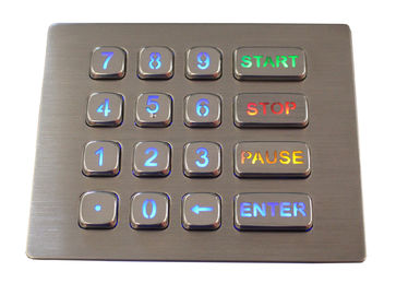 16 clavier numérique adapté aux besoins du client éclairé à contre-jour par clavier numérique d'acier inoxydable de bâti de panneau des clés IP67